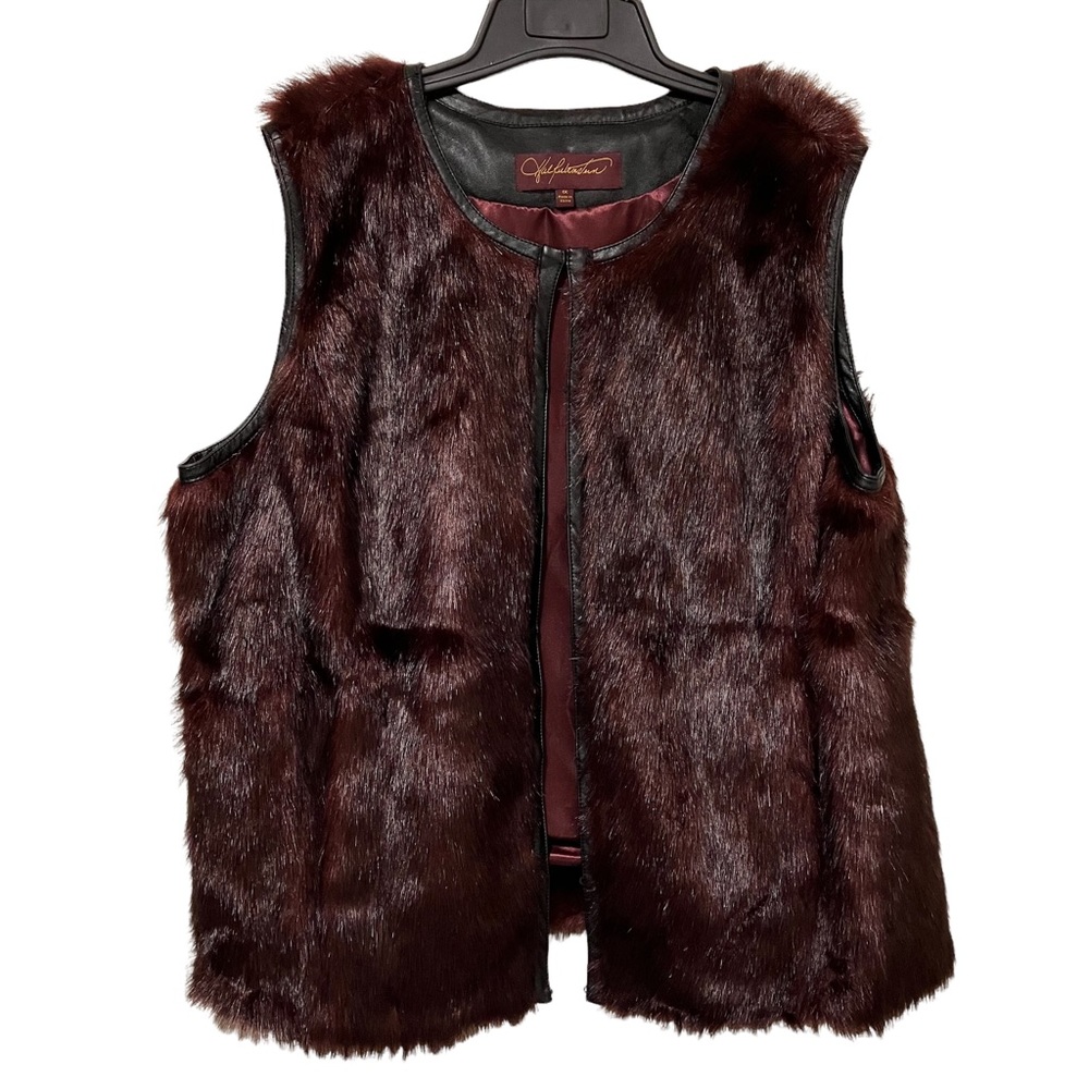 Hal Rubenstein Faux Fur Vest Merlot
